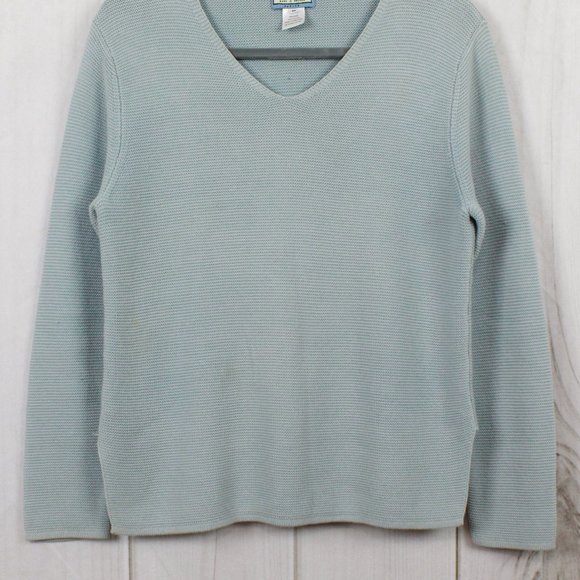 Pendleton Originals Blue Cotton Long Sleeve Rib Knit V-Neck Pullover Sweater M - Picture 3 of 9